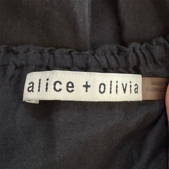 Alice + Olivia Kiara Dress Size 2 Black Smocked Waist Mini Button - Picture 3 of 14